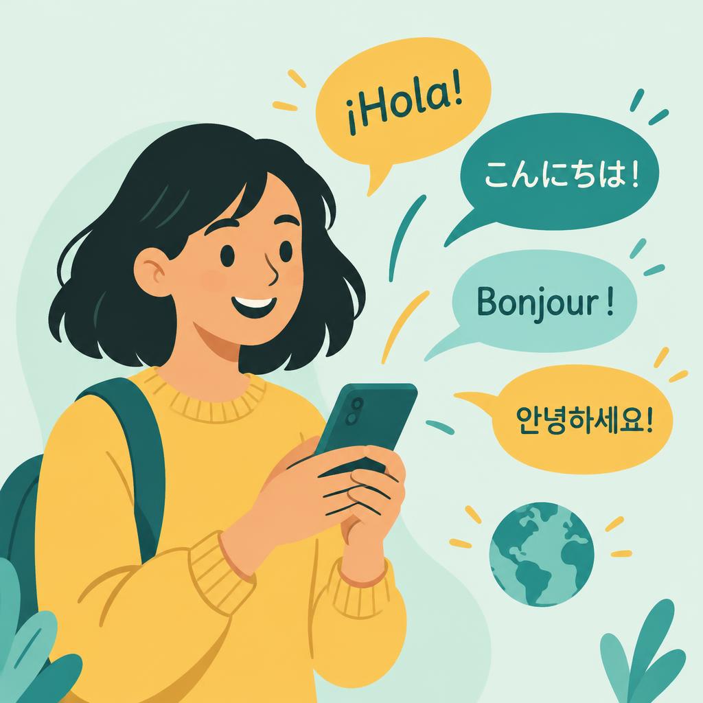 Learner chatting with an AI tutor in several languages